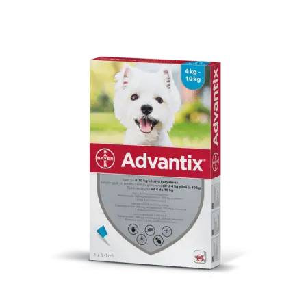 ADVANTIX 4-10 KG, 4 PIPETE Câine