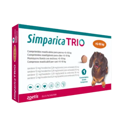 SIMPARICA TRIO ></noscript>5 - 10 KG X 3 COMPRIMATE