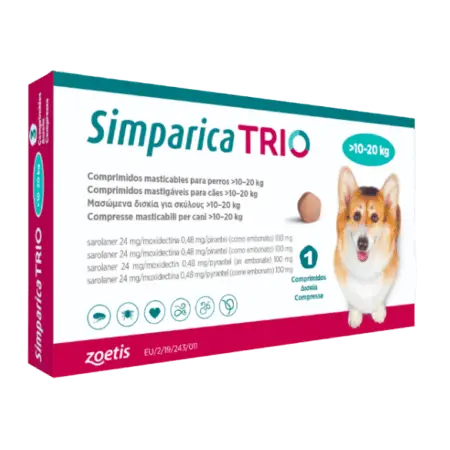 SIMPARICA TRIO >10 - 20 KG X 3 COMPRIMATE