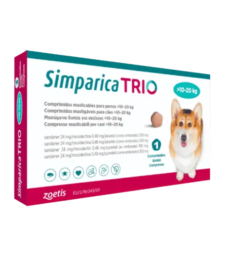 SIMPARICA TRIO 10-20 KG X 3 COMPRIMATE
