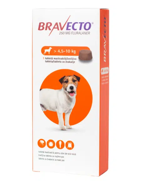 Bravecto Pentru caine 112.5 mg (2-4.5 kg), 1 tableta – Protectie 12 saptamani