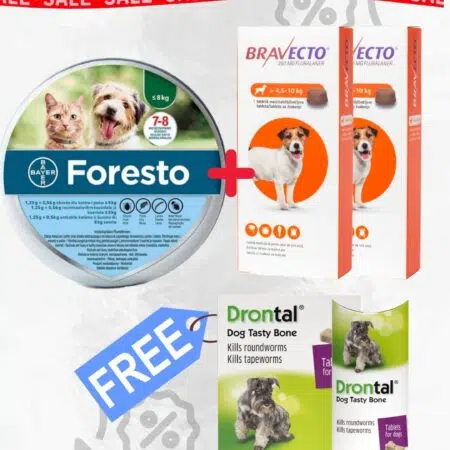 Oferte deparazitare 6 luni: Bravecto x2 + Foresto + Drontal (Gratis)