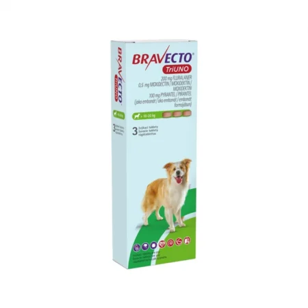 BRAVECTO TRIUNO antiparazitar intern si extern pentru caini 200mg (10-20 kg)