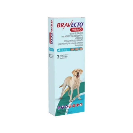 BRAVECTO TRIUNO antiparazitar intern si extern pentru caini 400mg (20-40 kg)