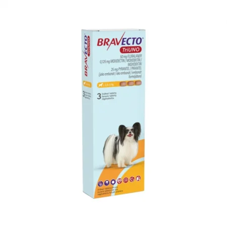 BRAVECTO TRIUNO antiparazitar intern si extern pentru caini 50mg (2.5-5 kg)