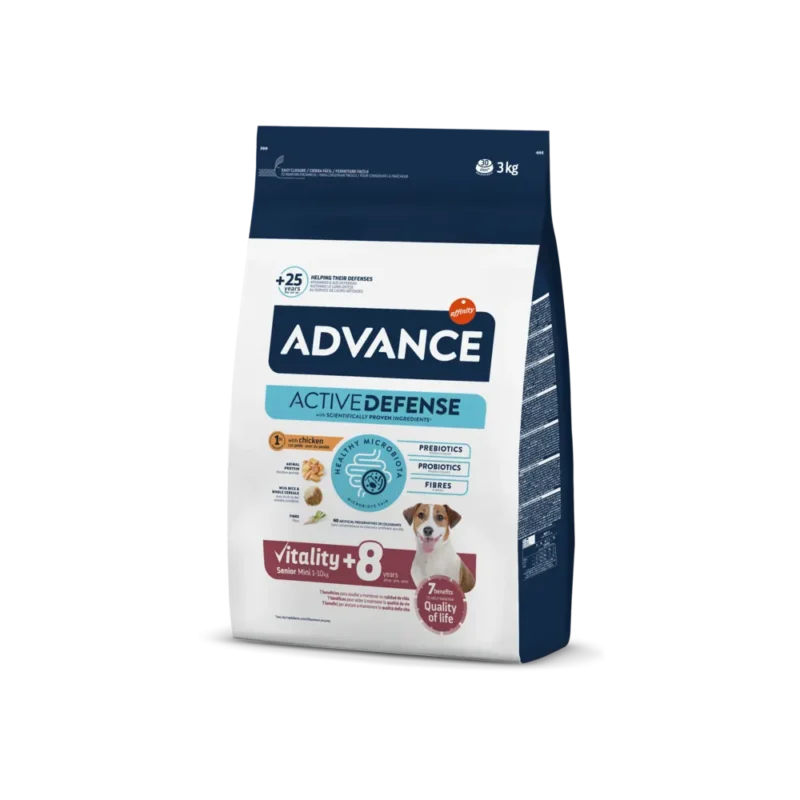 Advance Dog Mini Senior 3 kg – Hrană pentru Vitalitate și Longevitate la Câini Seniori de Talie Mică