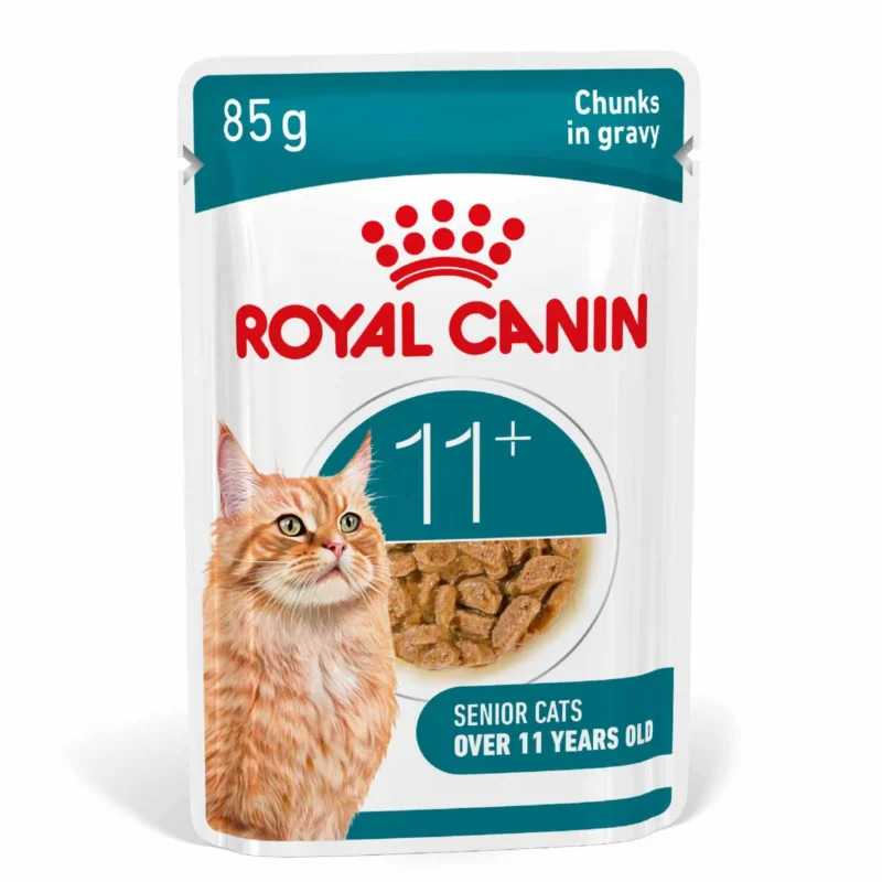 Royal Canin FHN Ageing 11+ Gravy – Bucățele suculente în Sos pentru Pisici peste 11 ani – Bax 12 Plicuri x 85 g