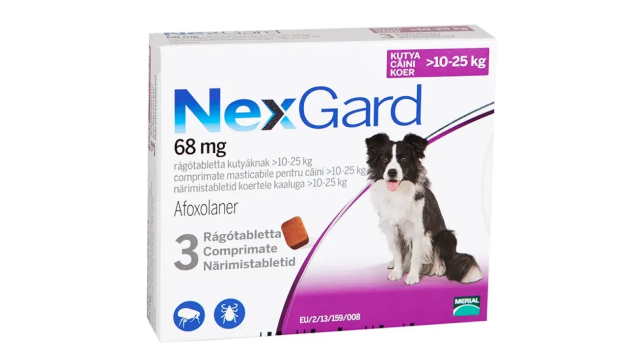 NexGard L (3 Comprimate) – Tablete Masticabile pentru Câini 10-25 kg