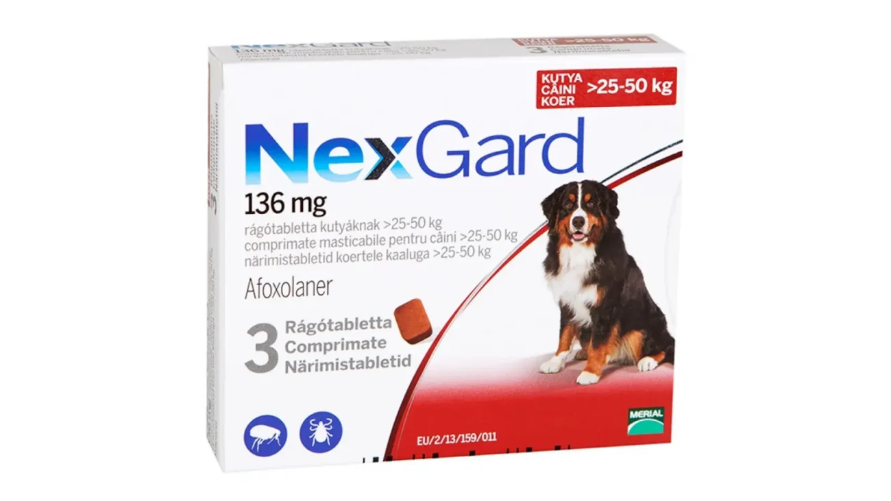 NexGard XL (3 Comprimate) – Tablete Masticabile pentru Câini 25-50 kg