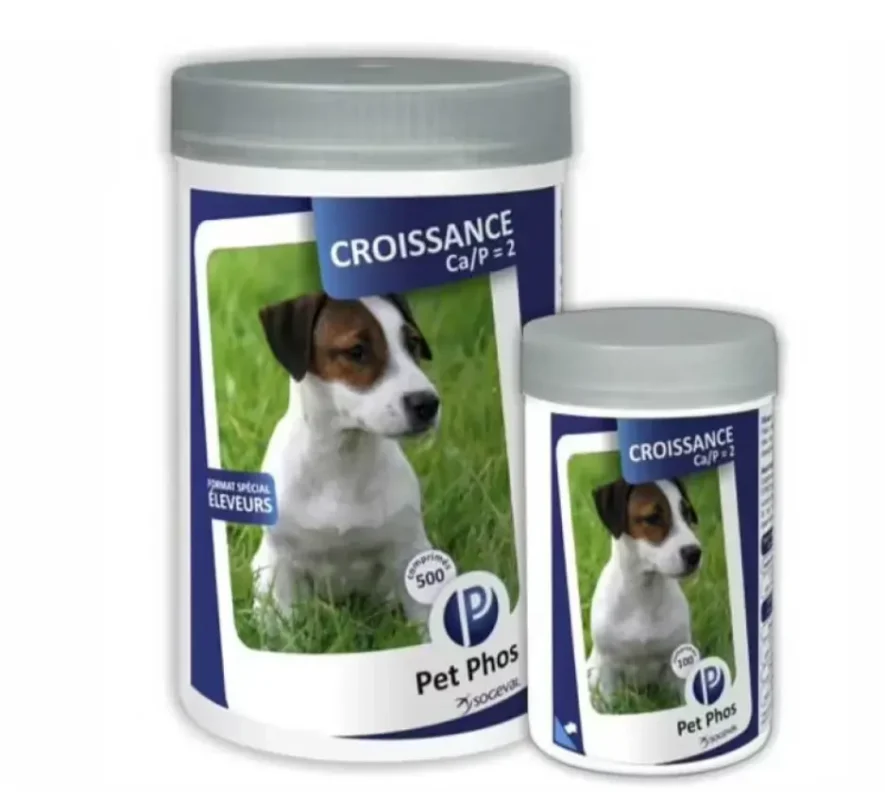 Pet Phos Croissance Ca/P 1.3 – Supliment cu Calciu și Vitamine pentru Căței și Femele