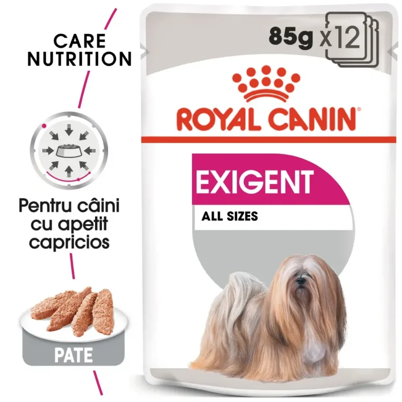 Royal Canin Exigent 12 x 85 g (Plic Pateu) – Hrană Umedă pentru Câini Mofturoși (Stimulare Apetit)