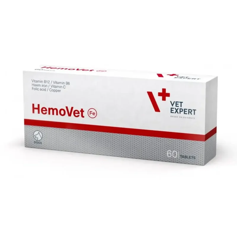 HemoVet (60 Capsule) – Supliment cu Fier Hemic și Vitamine pentru Câini
