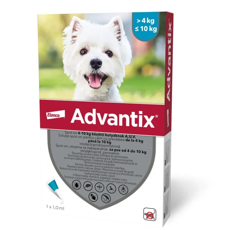 Pipetă Antiparazitară Advantix 4-10 kg (Câini) – Protecție Totală