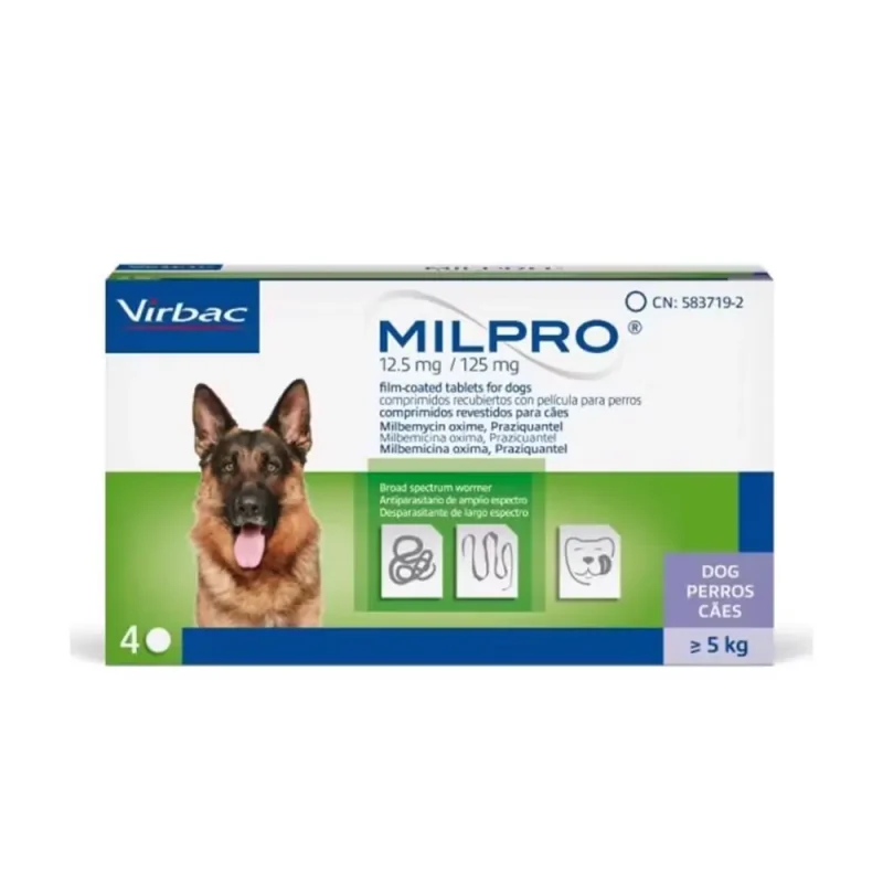 Milpro 12.5 mg / 125 mg, Deparazitare Internă pentru Câini (>5 kg), 1 Tableta