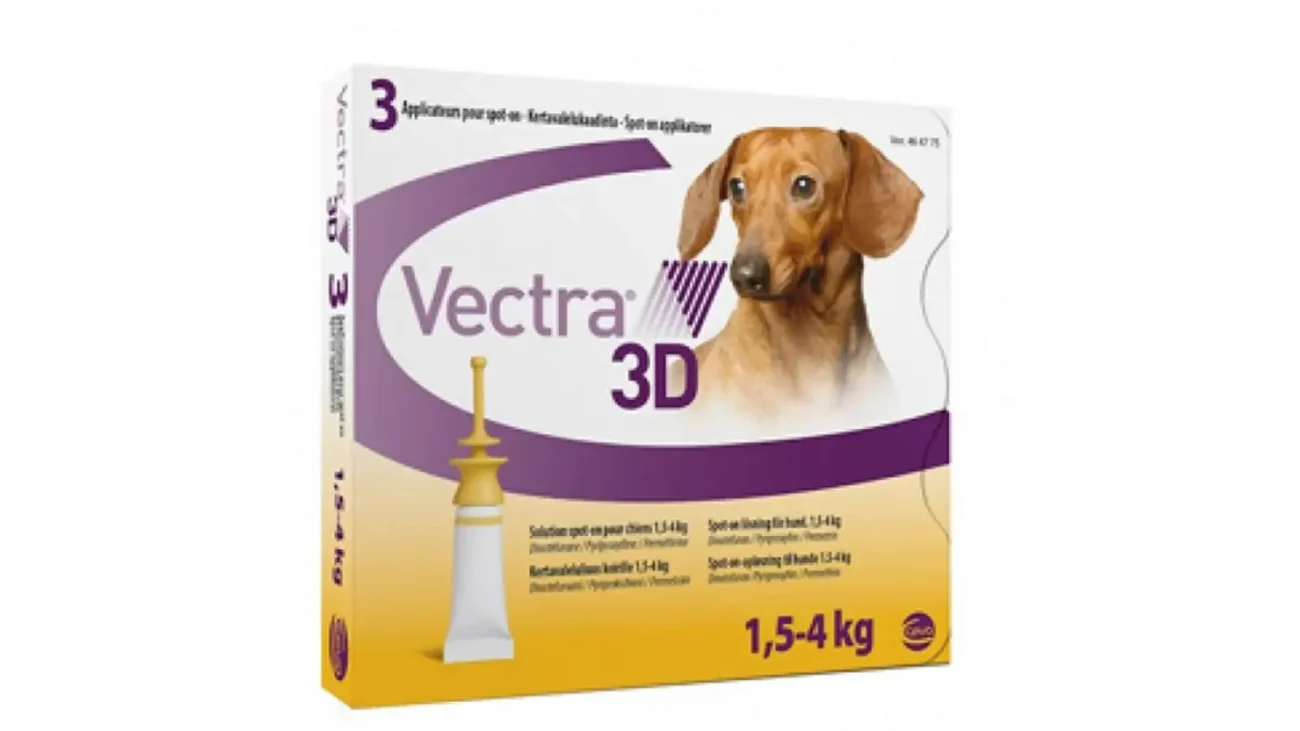 Vectra 3D 1,5–4 kg – Soluție antiparazitară spot-on pentru câini, 3 pipete x 0,8 ml