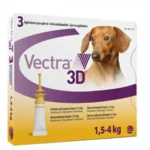 Vectra 3D 1,5-4 kg – cutie cu 3 pipete antiparazitare spot-on pentru câini